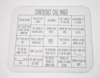 Conference Call Bingo Mouse Pad Black White 9-1/4
