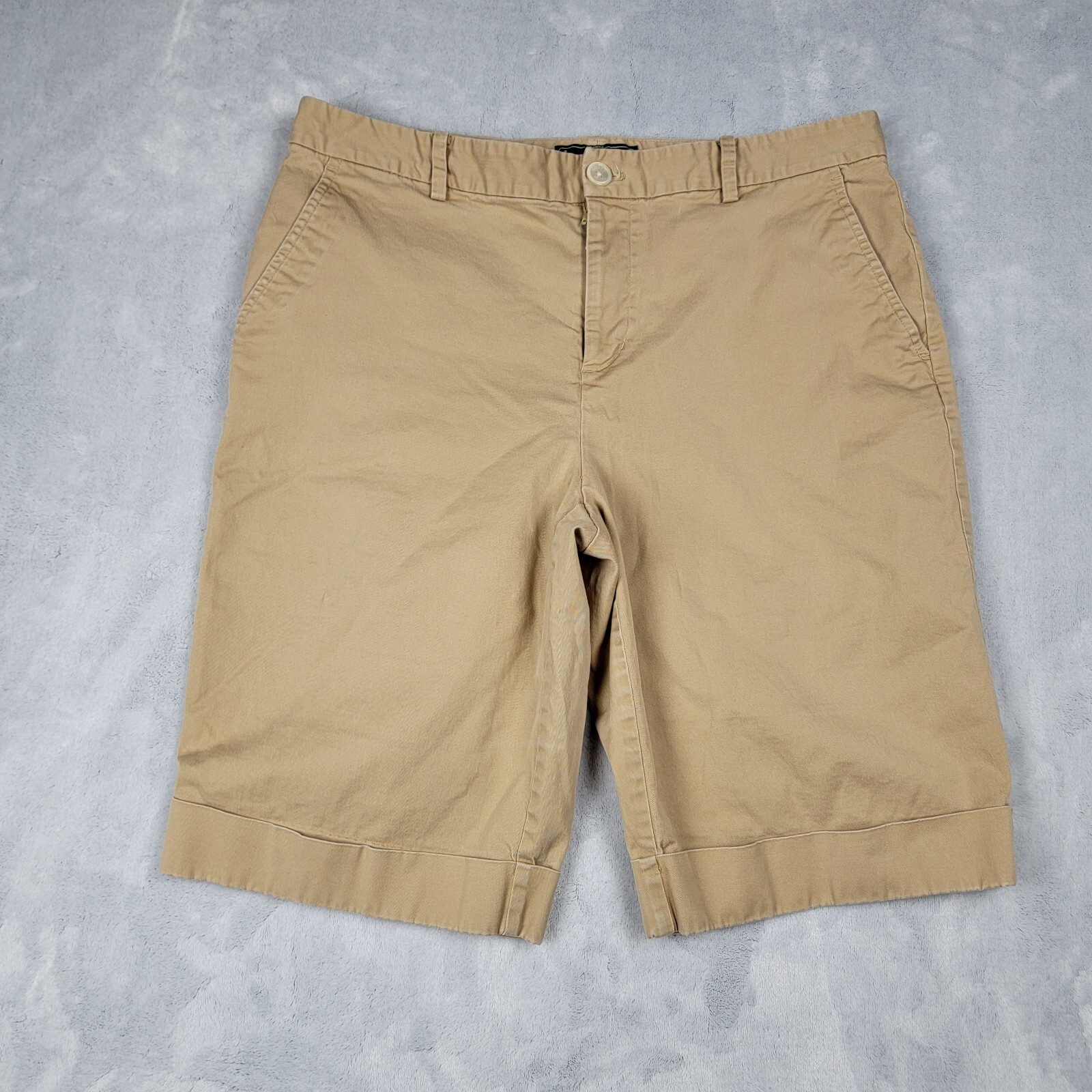 Ralph Lauren Shorts Womens 10 Stretch Khaki Slash Pockets Bermuda Flat Front