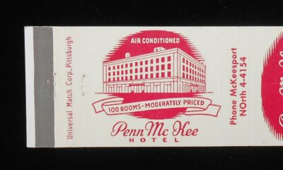 1950s Penn Mc Kee Hotel Monte Carlo David Weissert Mgr. McKeesport PA Allegheny 