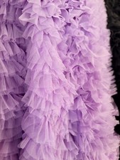 Lavender Ruffled Tulle Lace Fabric Sold By The Yard Ruffles Embroidery On Mesh