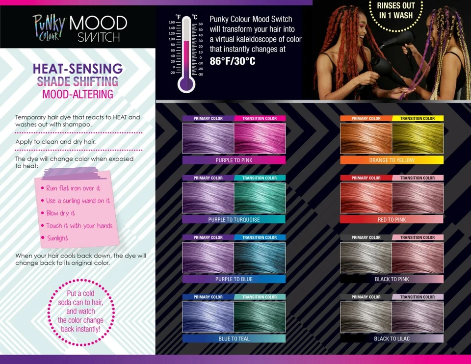 Punky Colour Mood Switch - Tinte para el cabello que cambia de color con reacción a la temperatura 2 oz Foto 2 de 2