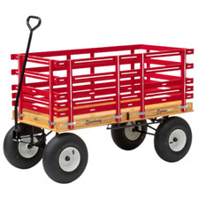 EXTRA HIGH SIDE RAIL WAGON - 24" x 48" Classic Red Garden Work Play Cart USA