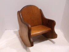 VINTAGE PINE WOOD DOLL ROCKER Handmade   Seat  5 1/4" x  7 1/4"  - 11 1/2" High