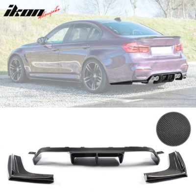 Fits 15-20 BMW M3 F80 M4 F82 F83 V Style Rear Bumper Diffuser Carbon Fiber CF