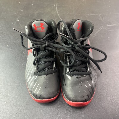 Under Armor High Top Unisex Black/Red Lockdown Basketball shoe size 12k