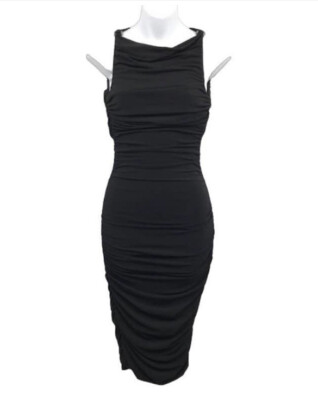 CACHE BLACK DRESS Ruched Bodycon Open Back Boatneck Cocktail Stretch 8 | eBay CACHE BLACK DRESS Ruched Bodycon Open Back Boatneck Cocktail Stretch 8 | eBay