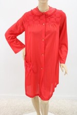 Vintage Nancy King Lingerie Robe Peignoir House Coat Red Nylon Lace Womens Large