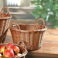 Obst Korb Aus Weide, Natur, Mit Griffen, Ø 35 Cm, GemüSe Kartoffel Ernte Lager