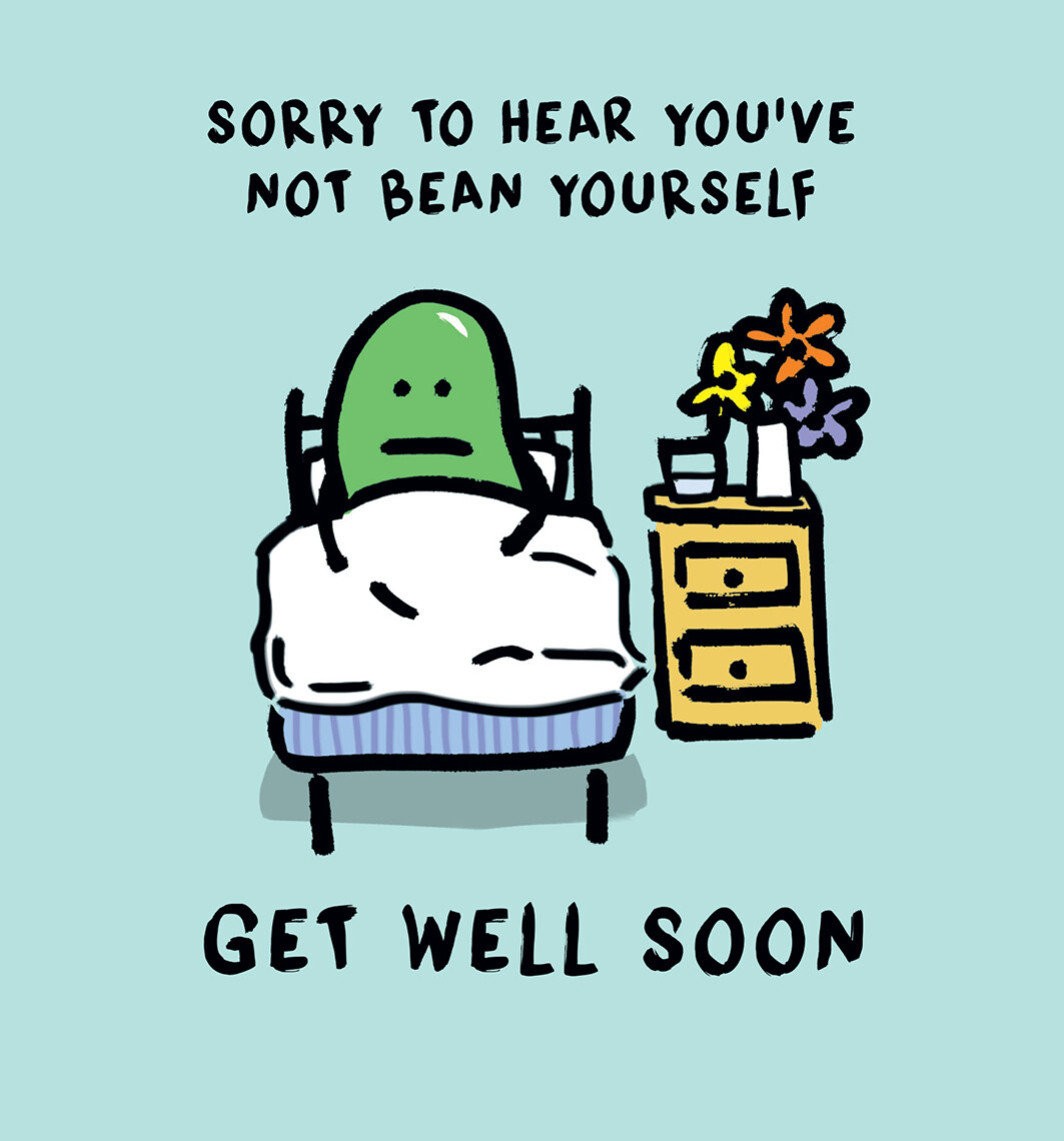 Bean Yourself Get Well Soon Greeting Card - Lucilla Lavender Human Bean Range