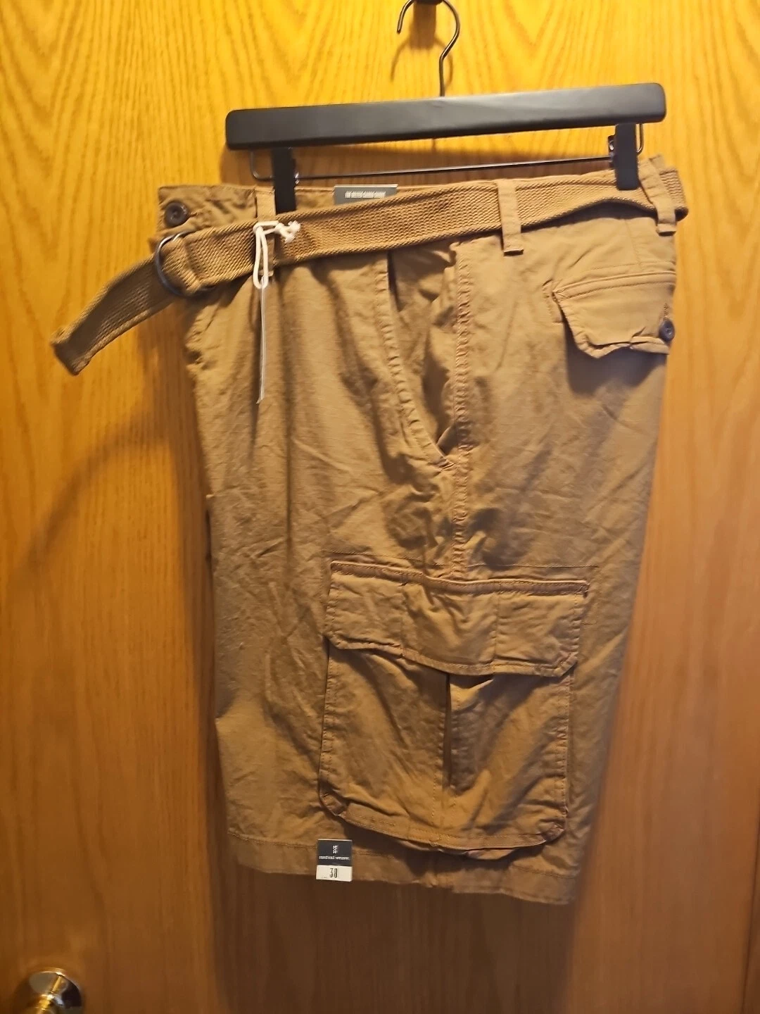 Mutual Weave BeltedMens Cargo Shorts Size 38 Toasted Coconut Msrp $50.00 New