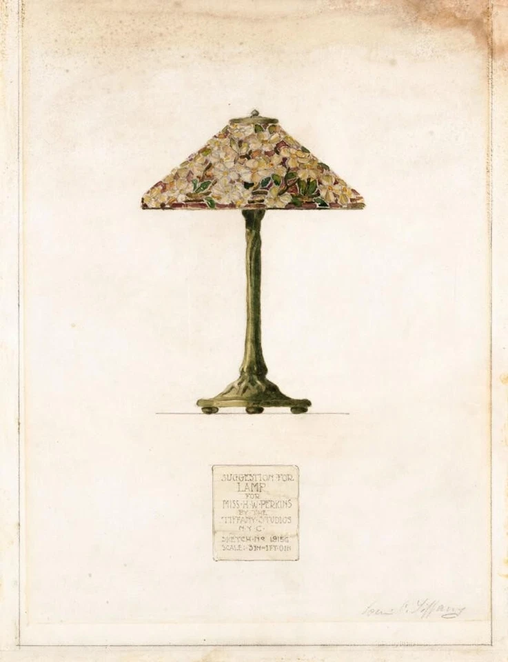 Lamp Design by Louis Comfort Tiffany 1905 – Archival Art Print for Collectors - Image 2 of 2