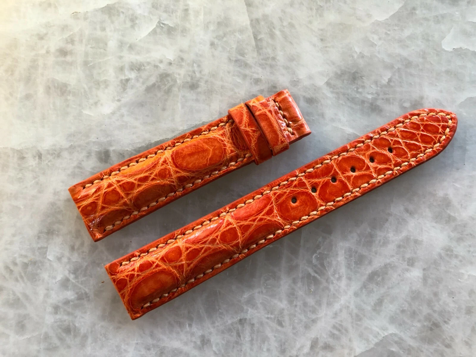 18mm/16mm Orange Alligator Crocodile Embossed Leather Watch Strap Band