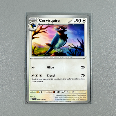 corvisquire pokemon card value Pokemon TCG Card: CORVISQUIRE 165/193 | Uncommon | SV-Paldea Evolved