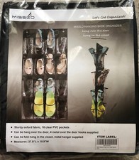 Hanging Shoe or Gun Safe Inside Door Organizer 16 Clear Pockets Visible Storage