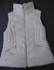 Talbots down filled quilted sleeveless front zippered vest PM cream