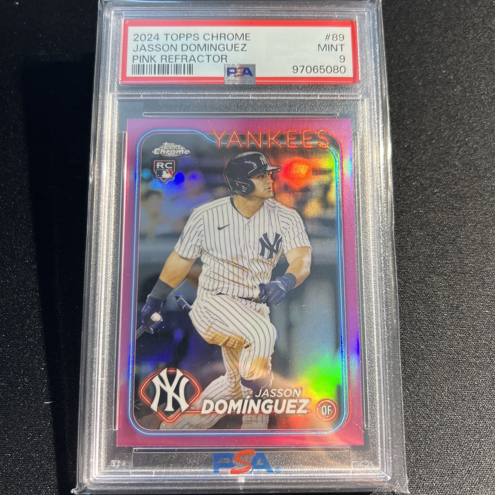 2024 Topps Chrome RC Pink Refractor Jasson Dominguez Yankees PSA 9 World Series!