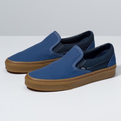 navy blue vans with gum sole