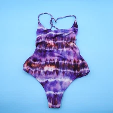 Ayra Swim XS Purple Multi Tie Dye Rope Straps One Piece Swimsuit Sweamwear Beach