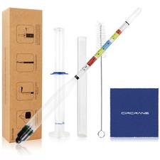 Hydrometer Glass Test Jar Set, Triple Scale Alcohol Hydrometer with Glass C...