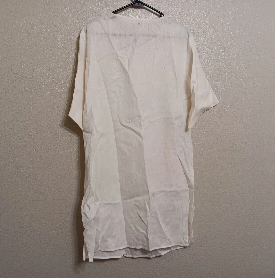 Vestido Escada Sport 36 4 branco linho com miçangas - Imagem 3 de 4