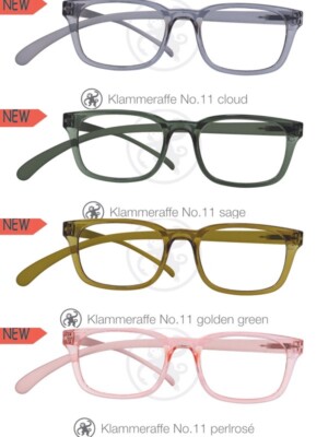 Klammeraffe Lesebrille Neu modern Damen Qualität extralange Bügel mit Etui #11