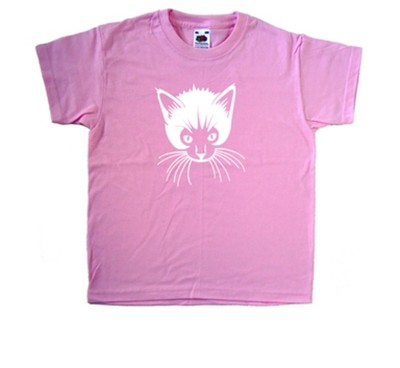 Süße Katze rosa Kinder T-Shirt
