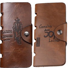 Retro Men Clutch Leather Long Wallet Pockets Credit/ID Card Bifold Purse Holder