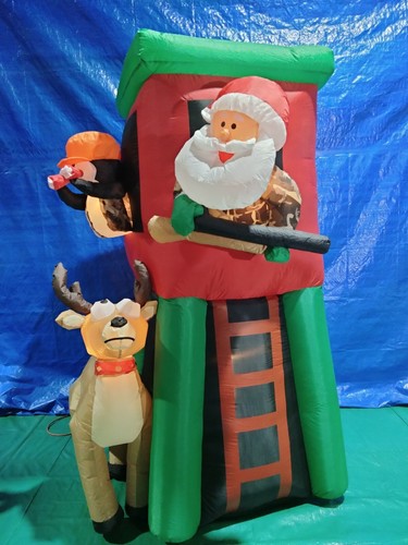 7' Gemmy Airblown Inflatable Hunting Santa Deer Stand Deluxe B923-883041 - Picture 3 of 3