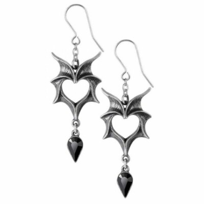 ALCHEMY LOVE FLEDERMÄUSE GOTHIC OHRRINGE Tropfen Fledermausflügel Lovebats + GRATIS SAMTBEUTEL