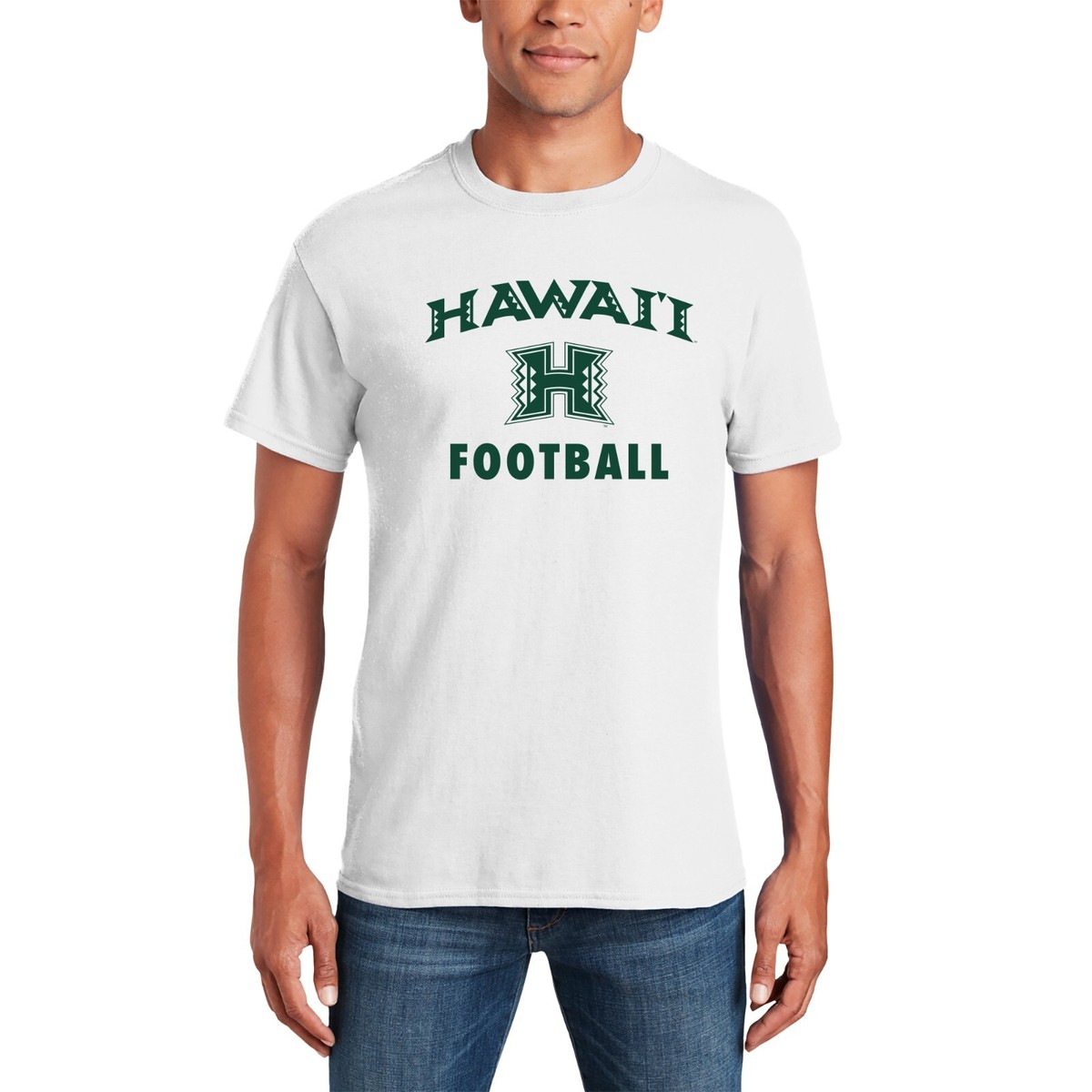 Hawaii Manoa Arch Logo Football T-Shirt - White | eBay