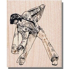 NEW Mounted Rubber Stamp, ELVIS PRESLEY, Elvis In Costume, Sing, Music, The King