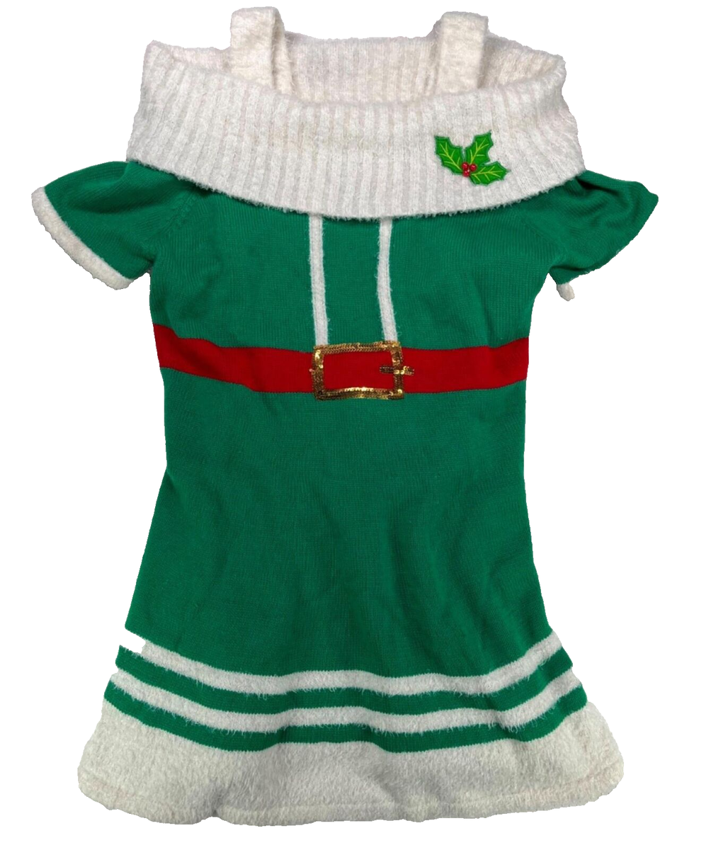 Holiday Traditions Womens Ugly Christmas Sweater Off Shoulder Holly Dress  Size L