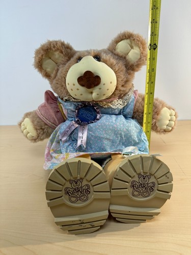 Vintage Hattie 1985 Furskins Bear Xavier Roberts Flour Sack Dress and Diaper - Picture 3 of 20