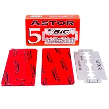 100 BIC Astor  Stainless Double Edge Safety Razor Blades-SMOOTH (Card of 20x5)
