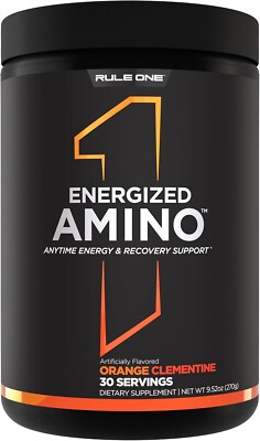 Rule1 R1 Energized Amino Orange Clementine 270g / 30 serv 05/26 + Samples
