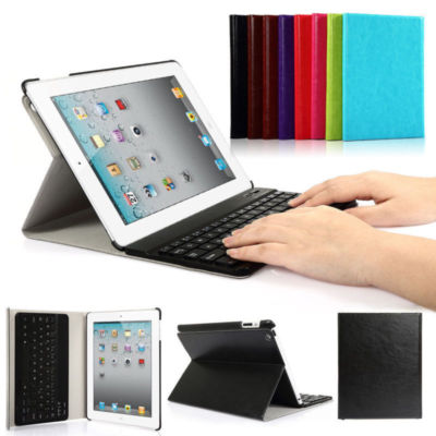 QWERTZ Ultra Thin Bluetooth Tastatur für iPad 2 3 4 Standabdeckung schwarz