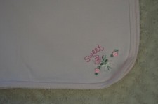 Small Wonders Sweet Flower Baby Blanket Light Pink Floral Bow Green Rose Lovey