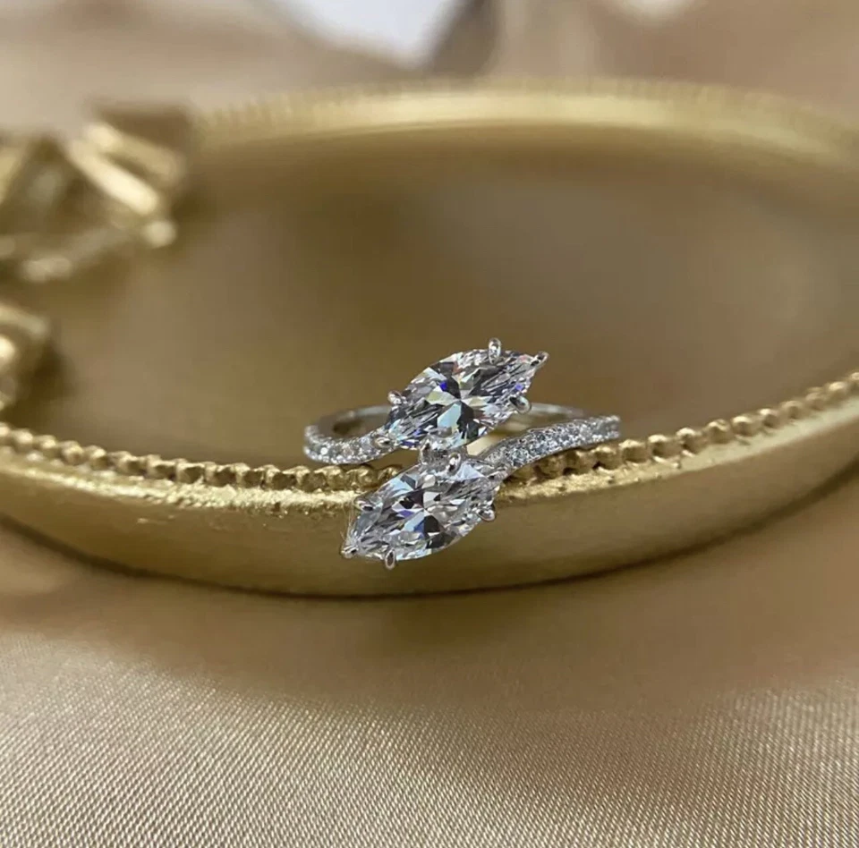 Moissanite Double Pear Statement Ring - Image 2 of 4