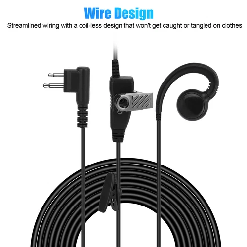 PTT Mic Swivel Earpiece for Motorola Radio Walkie Talkies CT150 CP200 CLS1110 - Picture 3 of 17