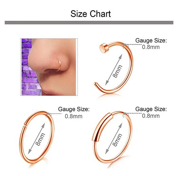 Lote de 21 piezas de acero quirúrgico anillo nariz pendiente forma de L hueso perno perno piercing kit 20G Foto 3 de 4