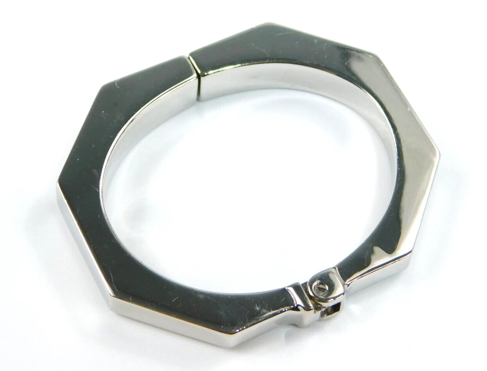 Vita Fede Italy S Silver Tone Sleek Octagonal Hinged Bangle Bracelet 1/4"W 6"L - Image 3 of 4