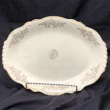 Porcelain Cream Ivory Gold Rimmed Embellished Platter Serving Dish Pictures PROP