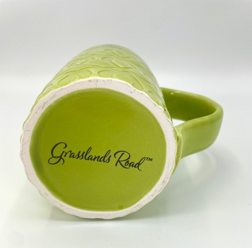 Grande tasse à café Grasslands Road vert citron "Un clin d'œil et un sourire" design imprimé - Photo 2/11