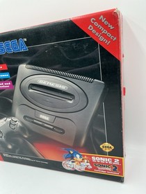 SEGA Genesis Model 2 Console System & Box Sonic Hedgehog 2 Bundle TESTED READ!!