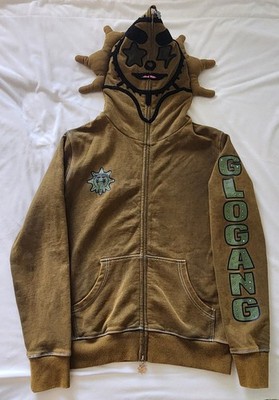 Glo Gang Worldwide Renegades Full Zip Hoodie Olive Washed Medium