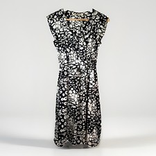 Womens Size XS Black White Abstract Animal Print Cap Sleeve Midi Dress Old Navy