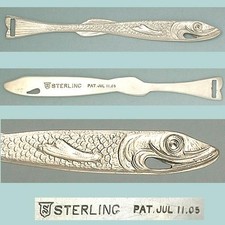 Antique Sterling Silver Fish Bodkin/ Ribbon Puller by Simons Bros. * Circa 1900s