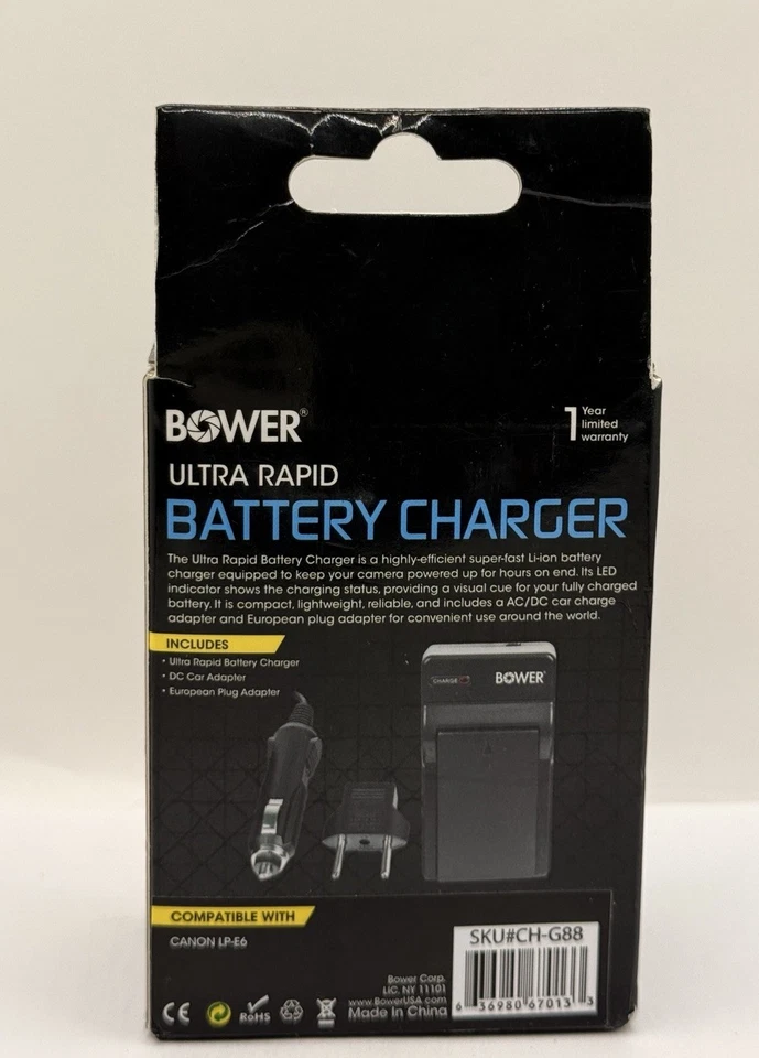 Cargador de batería ultra rápido Bower para cámaras réflex digitales Canon LP-E6 - Nuevo Foto 2 de 2