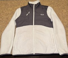 Fila Sport Polyester Faux Fur Woven Rn 73277full Zip Grey White Warm Neck Pocket