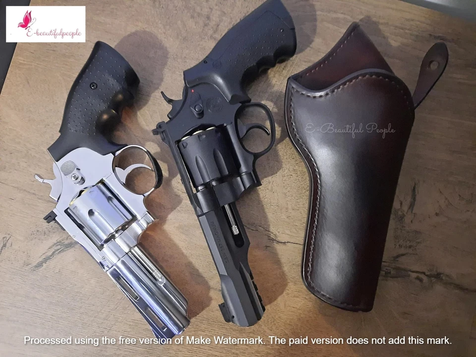 Leather Gun Holster Hand Stitched Barrel Size Revolver 4"- 6" Cowboy Western - Image 2 of 4